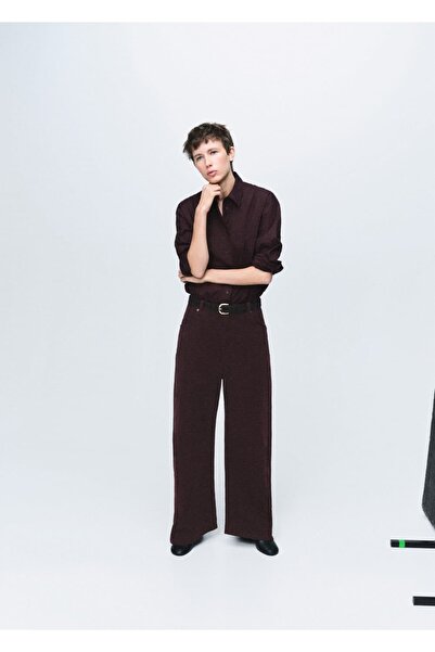 MANGO Woman Wide-leg düşük bel kadife jean