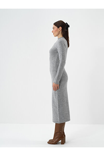 Xint Kadın Gri Yumuşak Dokulu Oversize Elbise