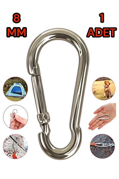 By mag 8 MM Yaylı Karabina  Paslanmaz Çelik Çelik Kilit Dağcılık Kamp Malzeme...