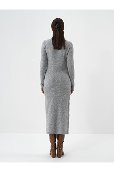 Xint Kadın Gri Yumuşak Dokulu Oversize Elbise