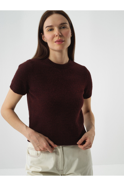 Xint Kadın Bordo Yumuşak Dokulu Regular Fit Kazak