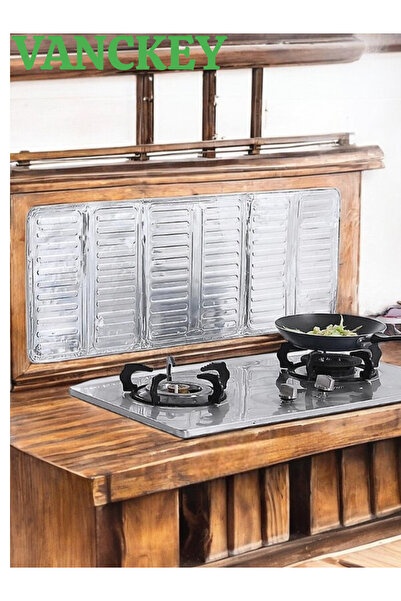 VANCKEY Oil Splash-Proof Stove Back Protector, New Model Plug/Slide White 84X32.5 cm