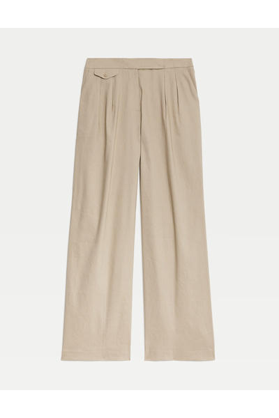 Marks & Spencer Yüksek Bel Wide Leg Keten Pantolon