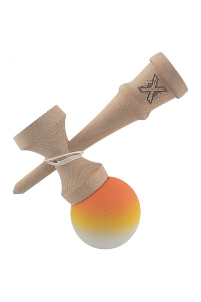 Bibilel Kids Kendama X Original, Professional, Bibilel, Wooden, Rubber Grip, 18 cm, Orange/Yellow/White Gradient