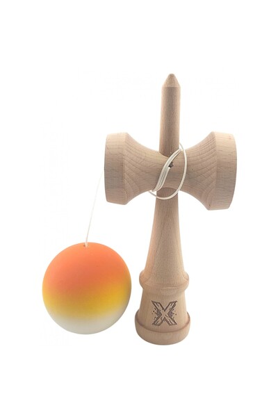 Bibilel Kids Kendama X Original, Professional, Bibilel, Wooden, Rubber Grip, 18 cm, Orange/Yellow/White Gradient