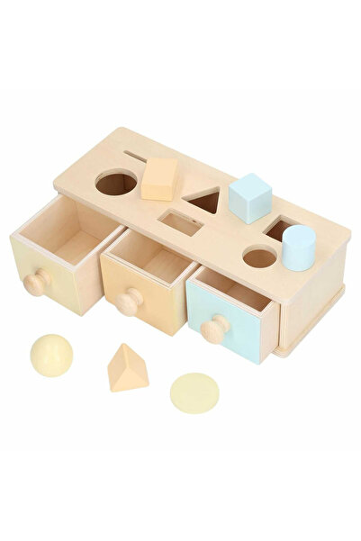 Toyska Joc educativ Montessori Cutia Permanentei cu sertare si forme geometri...