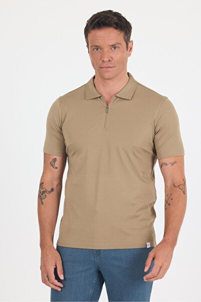 İmza Μπλουζάκι με κοντό μανίκι Dark Mink Plain Suprem Polo γιακά χωρίς τσέπες...