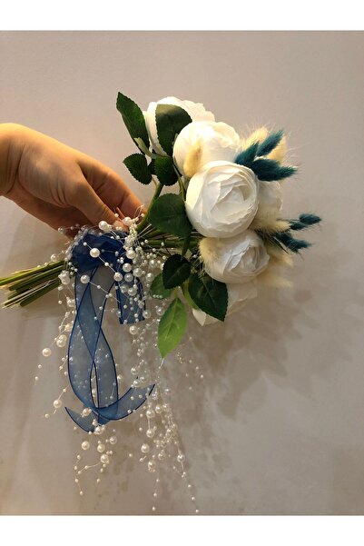 Nimet tasarım Mavi nikah çiçeği, mavi nişan buketi,incili gelin çiçeği,gelin ...