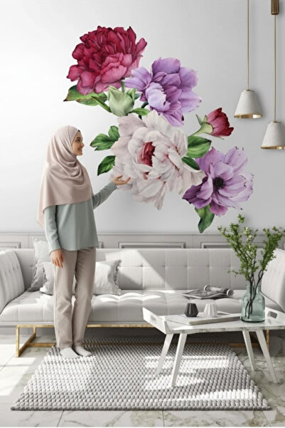 Kt Grup Rengarenk Şakayıklar Salon Ve Oturum Odası Modern Duvar Sticker