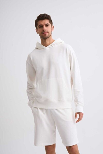 THERECOLOR Органічний довгий рукав з капюшоном Екрю Світшот Чоловічий