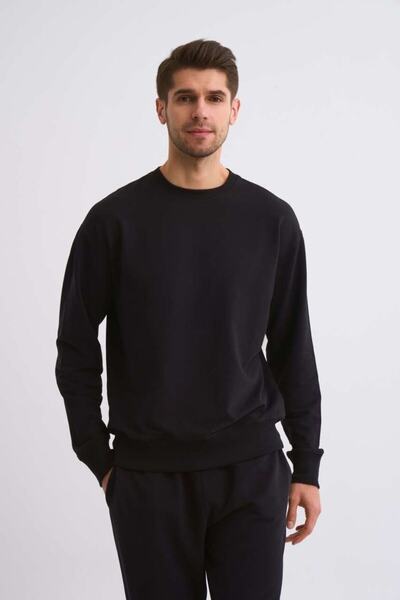 THERECOLOR Long Sleeve Organic Cotton Black Sweatshirt Black