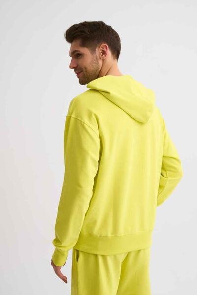 THERECOLOR Organik Kapüşonlu Uzun Kollu Erkek Sweatshirt - Sarı