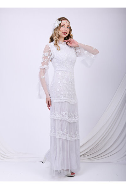 GATSBYLADY LONDON White Covent Garden Maxi – Vintage-Inspired Embellished Dress