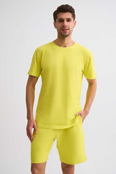 THERECOLOR Жовті органічні шорти-бермуди з двома кишенями, прямий крій, чоловічі