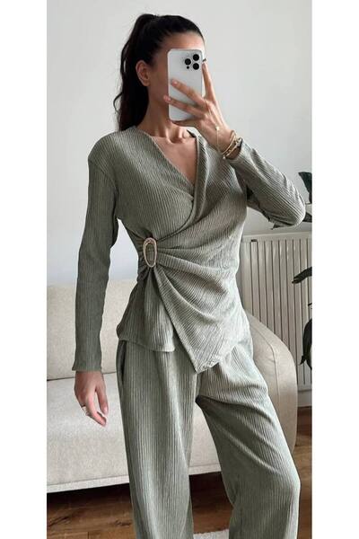 ARK MAĞAZALARI Long Sleeve Double Breasted Suit with Belt Buckle