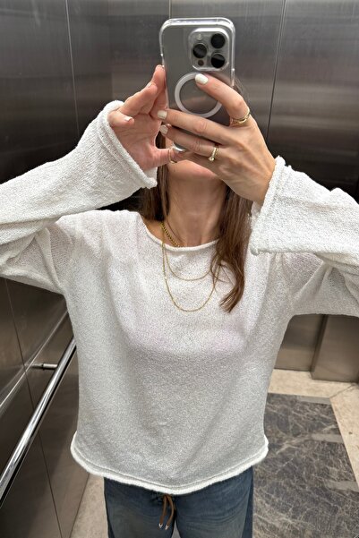 Noi Belis Basic Oversize Kayık Yaka Dokulu Triko Kazak AW25KZ0032