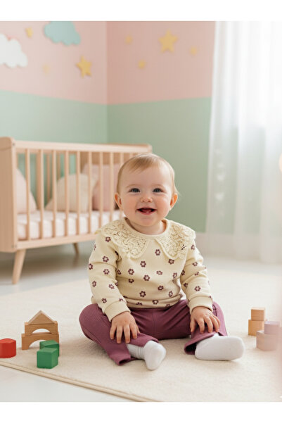 çojuxs HAZIR YAKA ÇİÇEKLİ İKİLİ BEBE TAKIM