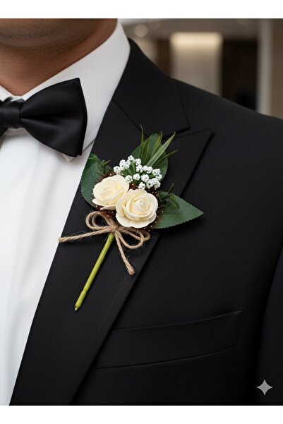 Neşeli Atölyem Damat Yaka Çiçeği Yaka İğnesi