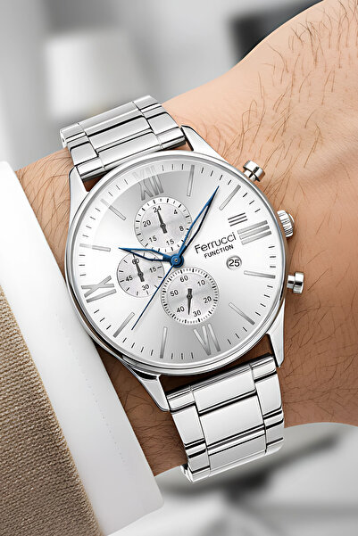 Ferrucci Function Gümüş Renk Kasa ve Gümüş Renk Çelik Kordonlu Erkek Kol Saati zmfer063