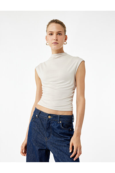 Koton Viscose Fabric Slim Fit Sleeveless Stand Collar Blouse