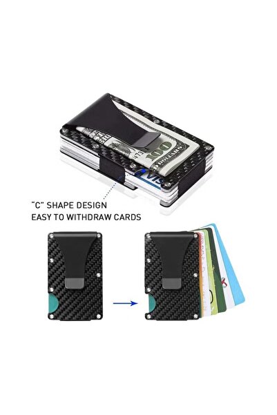 huitich Card Guard FUBQ Carbon Fiber Minimalist Aluminum Metal Money Clip Card Wallet