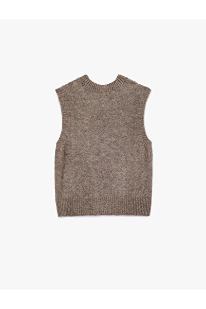 Koton Kolsuz Dik Yaka Dokulu Triko Süveter