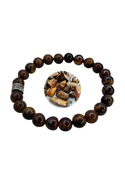 Smyrna سوار من حجر عين النمر الطبيعي، حجر طبيعي معتمد، سوار مطاطي قابل للتعديل