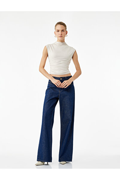 Koton Viscose Fabric Slim Fit Sleeveless Stand Collar Blouse