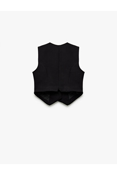 Koton Astarlı Asimetrik Kolsuz V Yaka Düğmeli Blazer Yelek