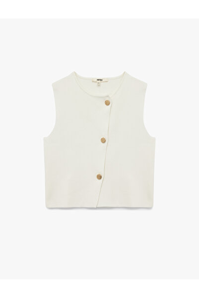 Koton Плетена жилетка без ръкави с копчета и цип