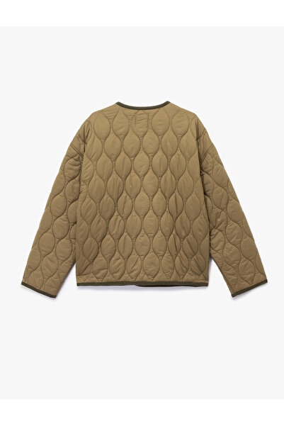 Koton Uzun Kollu Düğmeli Cepli Bisiklet Yaka Su İtici Kapitone Mevsimlik Mont