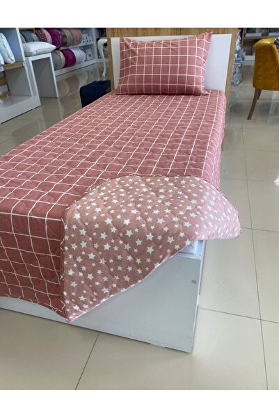 VİLERA HOME Tek Kişilik 155*215 Yastık Kılıflı Çift Yönlü Çok Amaçlı Yatak Örtüsü Takımı