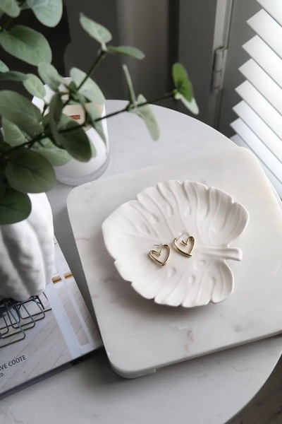 Mandalin Art Studio Διακοσμητικό πλάκα από σκυρόδεμα με εμφάνιση φύλλων