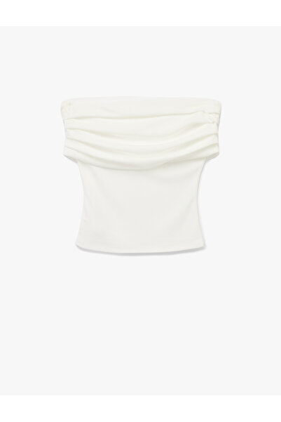 Koton Crepe Fabric Slim Fit Strapless Blouse with Drape Detail