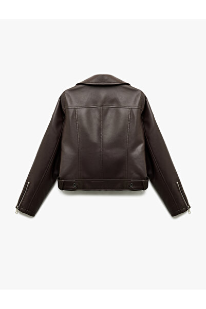 Koton Μακρυμάνικο μπουφάν με φερμουάρ και διπλό στήθος από τεχνητό δέρμα Biker