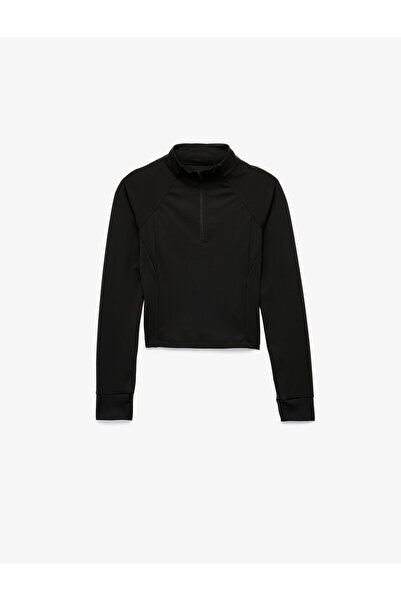 Koton Uzun Kollu Dik Yaka Yarım Fermuarlı Spor Sweatshirt