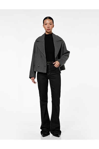 Koton Κοντό παλτό με μακρυμάνικο τσέπη με κουμπιά διπλό στήθος