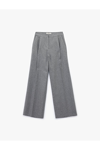 Koton Cepli Düz Geniş Paça Pileli Kumaş Pantolon