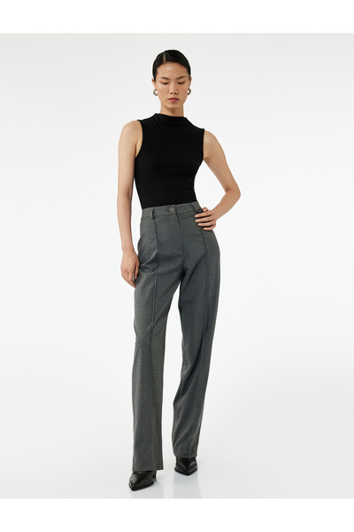 Koton Normal Bel Straight Fit Nervür Detaylı Kumaş Pantolon