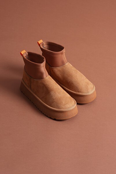 MERETTO By Akıl kadın stres mini kalın taban içi full kürklü bot