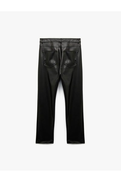 Koton Normal Bel Slim Fit Cepli Suni Deri Pantolon
