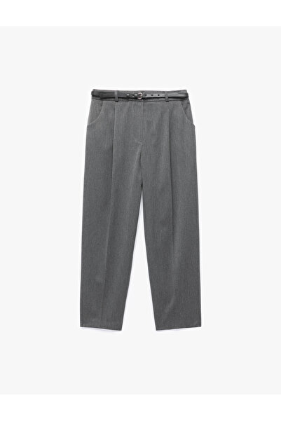 Koton Cepli Kemerli Yüksek Bel Oversize Cigarette Pantolon