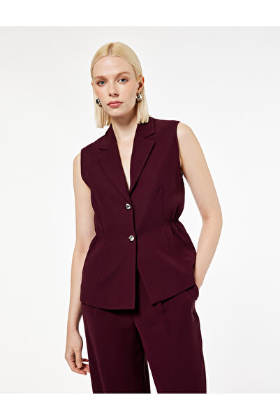 Koton Geniş Yaka Düğmeli Kolsuz Yelek
