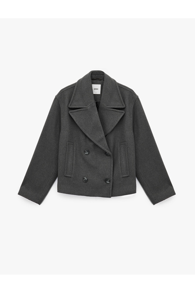 Koton Κοντό παλτό με μακρυμάνικο τσέπη με κουμπιά διπλό στήθος