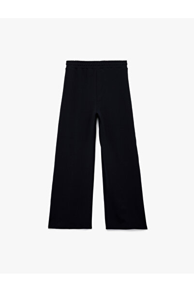 Koton Beli Lastikli Bağlamalı Yanları Şerit Detaylı Düz Geniş Paça Pantolon