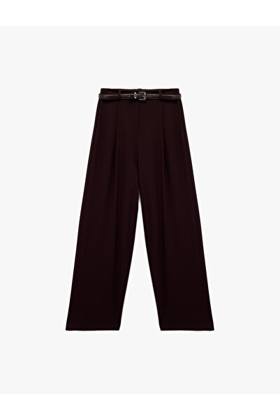 Koton Kemer Detaylı Viskon Karışımlı Geniş Paça Pantolon
