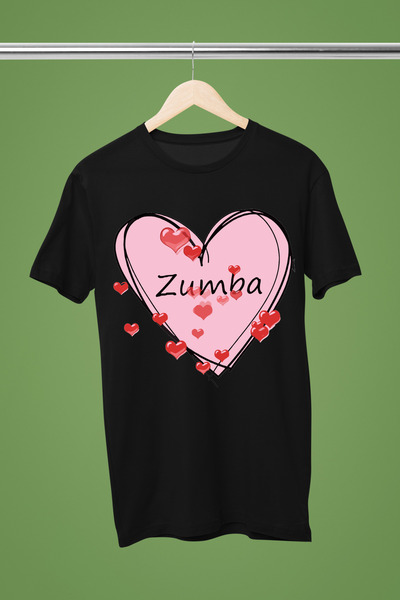 MAGORS تي شيرت نسائي قطني بأكمام قصيرة وياقة دائرية مطبوع عليه I LOVE ZUMBA DANS