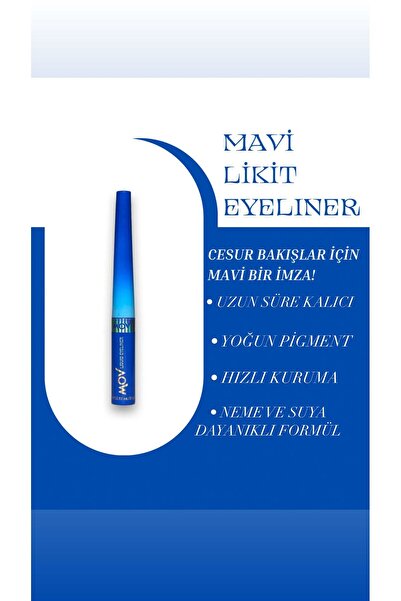 MOV Likit Eyeliner Mavi 3.5 gr - Yoğun Renkli ve Uzun Süre Kalıcı Eyeliner