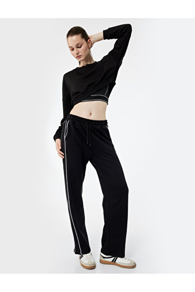 Koton Yüksek Bel Lastikli Cep Detaylı Biyeli Oversize Geniş Paça Eşofman Altı