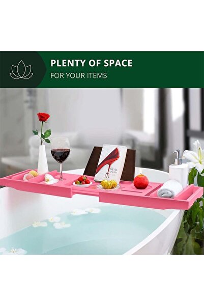 Bukela Luxury Pink Bathtub Caddy Tray for One or Two Persons